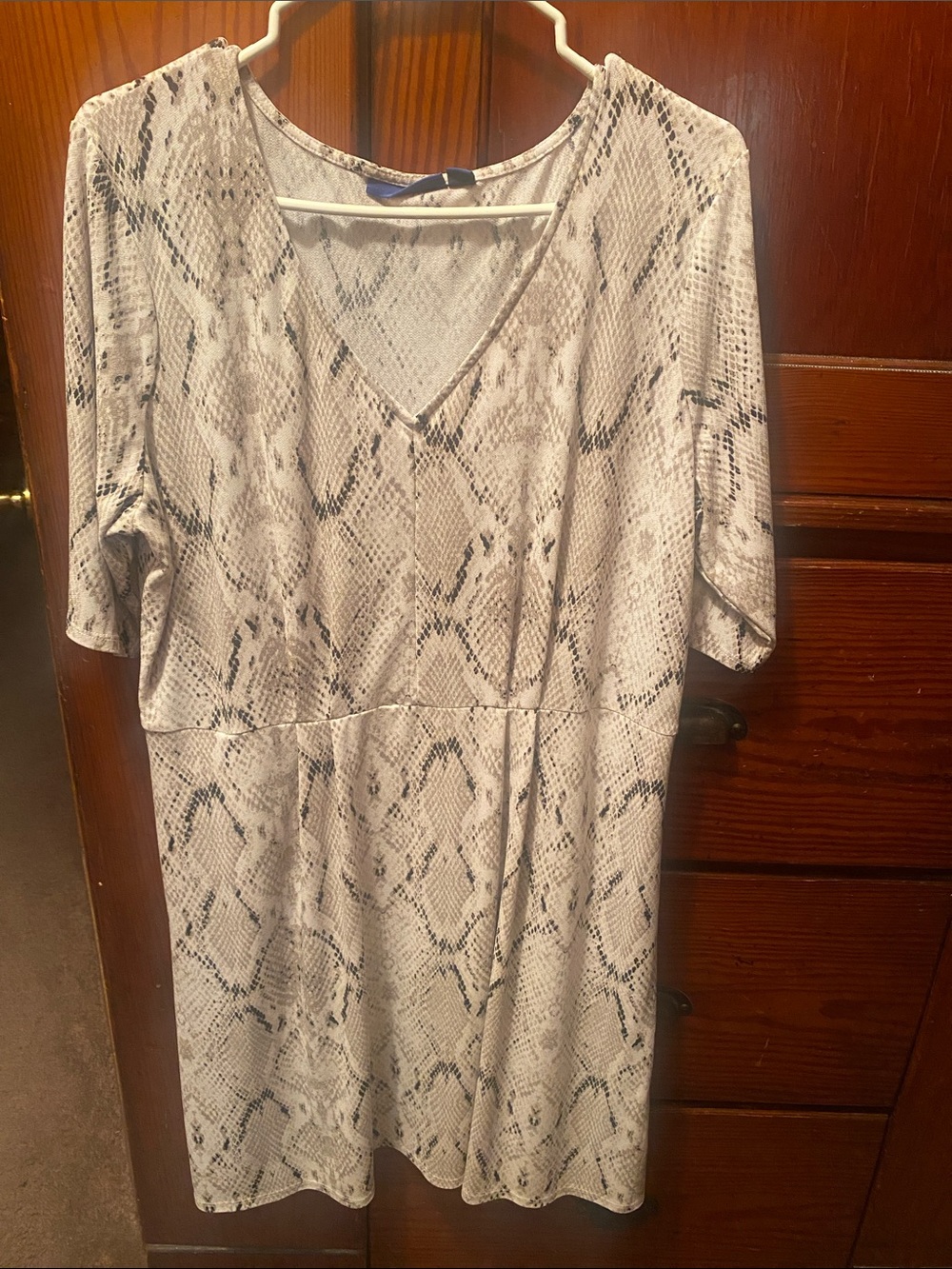 Apt. 9 Snake-Print V-Neck Dress in Light Gray